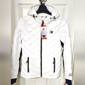 NWT Tommy Hilfiger Ladies' Jacket/ White, w/ Navy and Red Accents